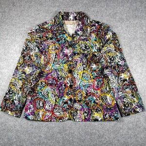 Life Style Psychedelic Paisley Print Cotton Jacket Multicolor PM Boho